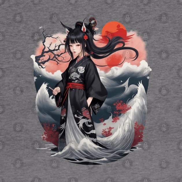 Traditional Black Kimono Girl 01 by KawaiiDread